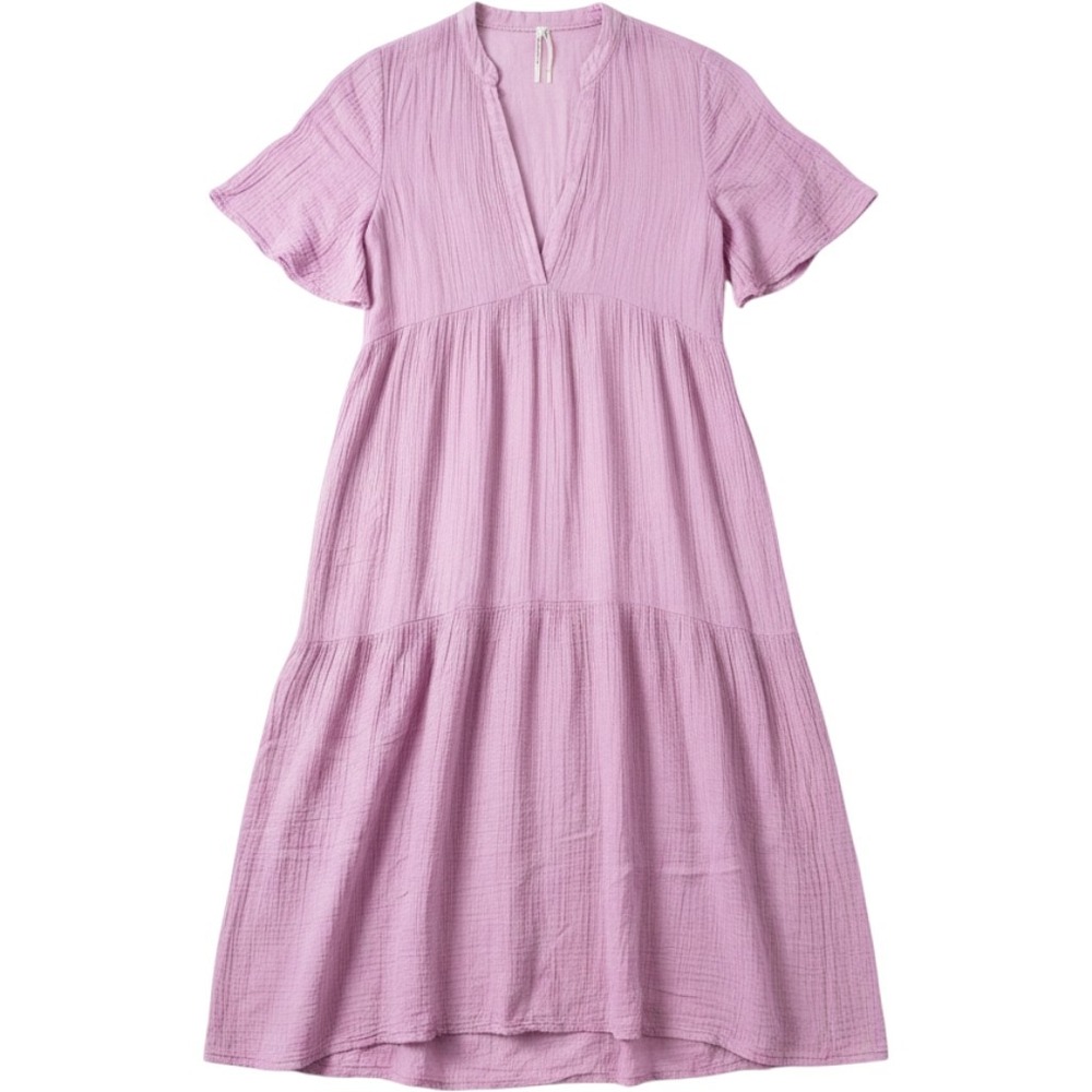 Anthropologie Kallie Gauze Tiered Maxi Dress Women's Large Purple V-Neck